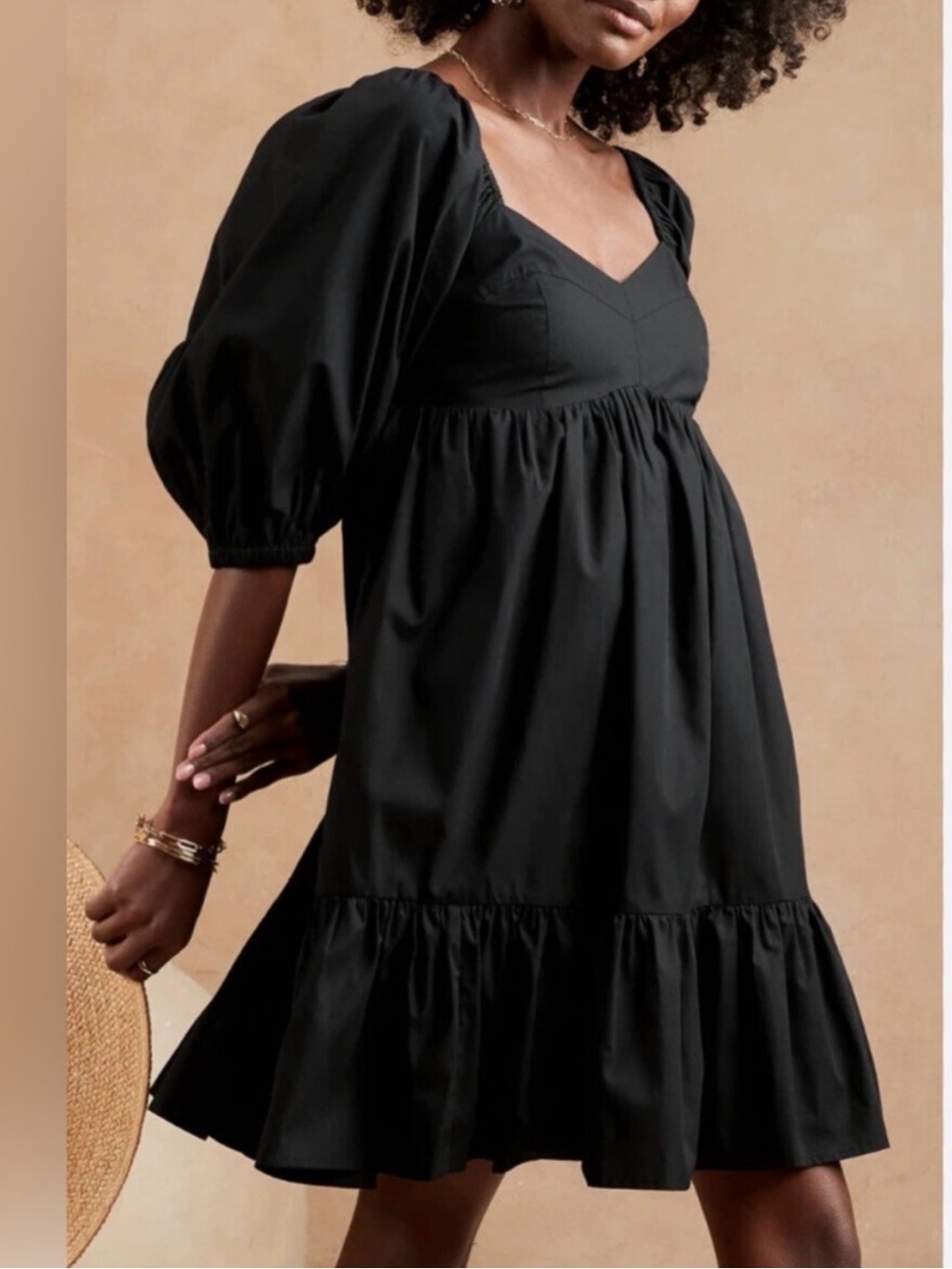 NWT Banana Republic Black Cotton Poplin Mini Dress